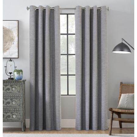 Thermaplus 52 x 84 in. Maya Grommet Curtain Panel Window Dressing, Grey 71723-109-52-84-404